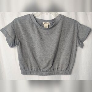 shosho Heather Gray Cropped Elastic Hem Tee